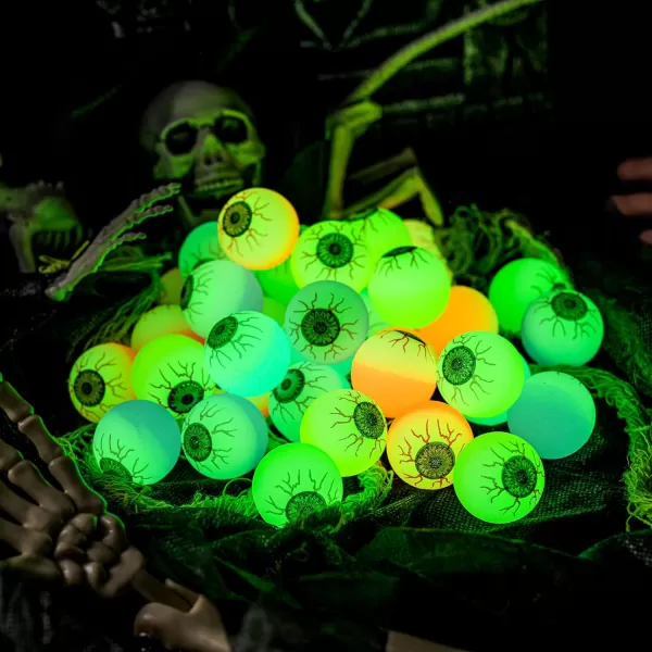 imageJOYIN 36 PCS Halloween Glow Eyeball Bouncy Ball Glow in The Dark Bouncing Balls for Halloween Party Favors Glowing Bounce Ball for Party Decorations School Classroom Game Prizes Kids Gift