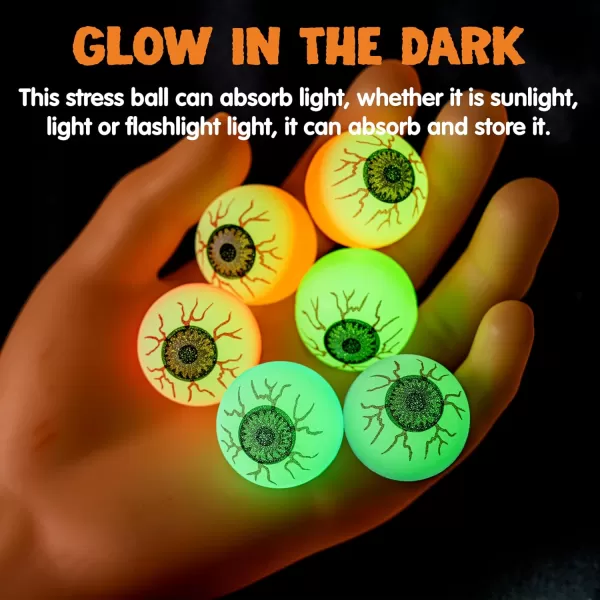 imageJOYIN 36 PCS Halloween Glow Eyeball Bouncy Ball Glow in The Dark Bouncing Balls for Halloween Party Favors Glowing Bounce Ball for Party Decorations School Classroom Game Prizes Kids Gift