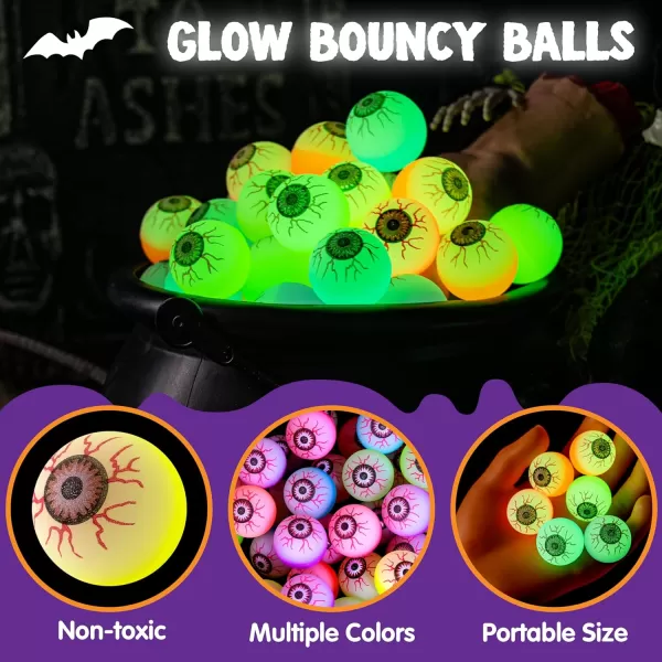 imageJOYIN 36 PCS Halloween Glow Eyeball Bouncy Ball Glow in The Dark Bouncing Balls for Halloween Party Favors Glowing Bounce Ball for Party Decorations School Classroom Game Prizes Kids Gift