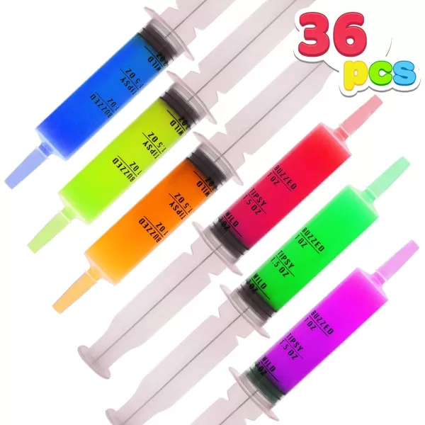 imageJOYIN 36 PCs 60ml Charge Plastic Syringes 2 oz Reusable Container Tubes with Caps ampamp Individually Wrapped EasyGrip Caps for Halloween Party Favor