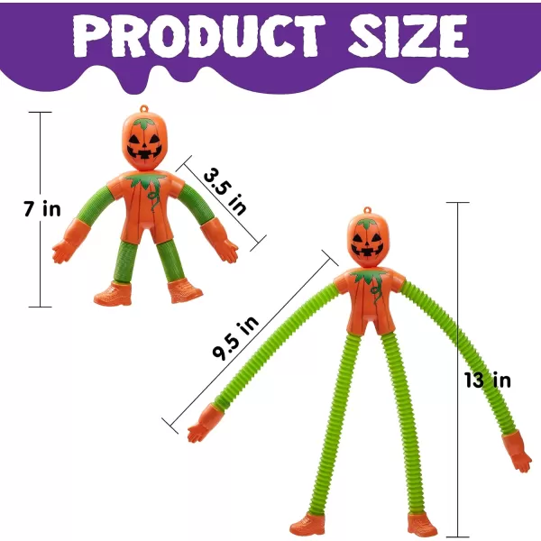 imageJOYIN 4 PCS Halloween Sensory Stretchy Fidget Toys Stress Relief Telescopic Pop Tube Toys Halloween Party Favors Children Gift Frankenstein Pumpkin Skeleton Vampire Kids Autisms