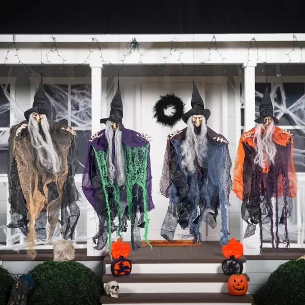 imageJOYIN 4 Pcs 196 Witch Halloween Decorations Outdoor Indoor Halloween Witch Decor Hanging Flying Witch Haunted House Large Cute Witch Lawn Garden Yard