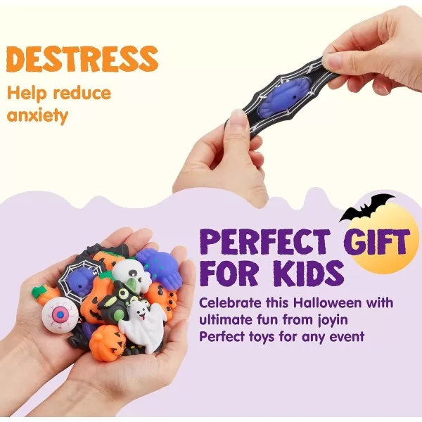 imageJOYIN 48 PCS Halloween Mochi Squishy Toys Mini Squishy Toy Cute Squeeze Toy Stress Reliever Anxiety for Kids Gift Halloween Party Favors Goodie Bags Stuffers Classroom Game Prizes