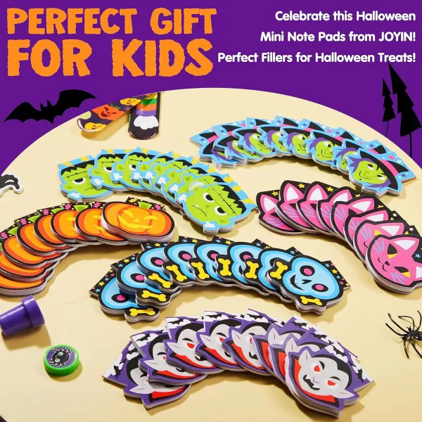 imageJOYIN 48 Pcs Halloween Spooky Characters Mini Notepad Set in 6 Designs Halloween Note Pads Trick or Treat Gifts Set for Kids Halloween Party Favors Classroom Favors Halloween Goodie Bag Fillers