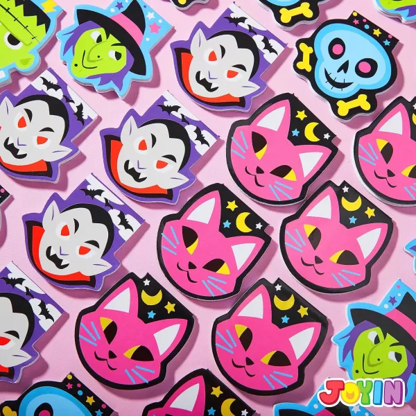 imageJOYIN 48 Pcs Halloween Spooky Characters Mini Notepad Set in 6 Designs Halloween Note Pads Trick or Treat Gifts Set for Kids Halloween Party Favors Classroom Favors Halloween Goodie Bag Fillers