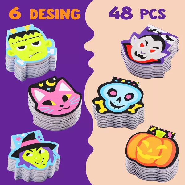 imageJOYIN 48 Pcs Halloween Spooky Characters Mini Notepad Set in 6 Designs Halloween Note Pads Trick or Treat Gifts Set for Kids Halloween Party Favors Classroom Favors Halloween Goodie Bag Fillers
