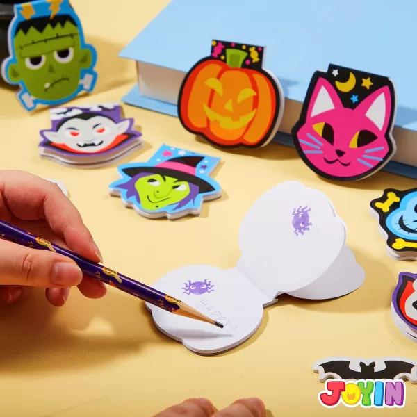 imageJOYIN 48 Pcs Halloween Spooky Characters Mini Notepad Set in 6 Designs Halloween Note Pads Trick or Treat Gifts Set for Kids Halloween Party Favors Classroom Favors Halloween Goodie Bag Fillers