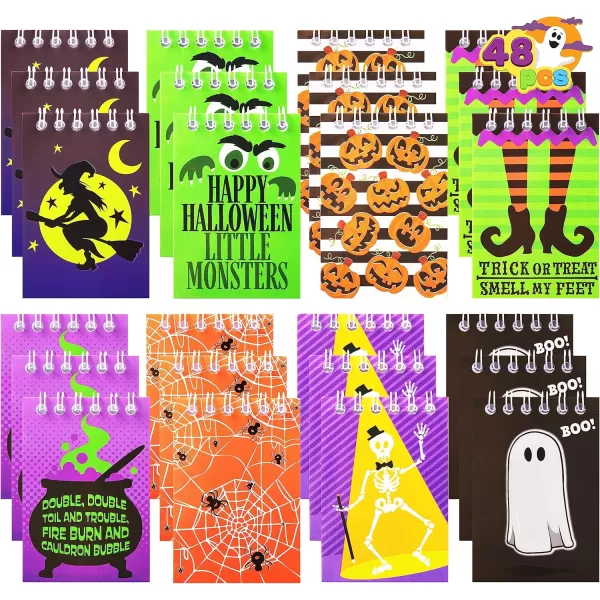 imageJOYIN 48 Pcs Halloween Spooky Notepad Set in 8 Designs Halloween Note Pads for Kids Girls Boys Classroom Favors Trick or Treat Kids Gift Set Halloween Goodie Bags Halloween Party Favors