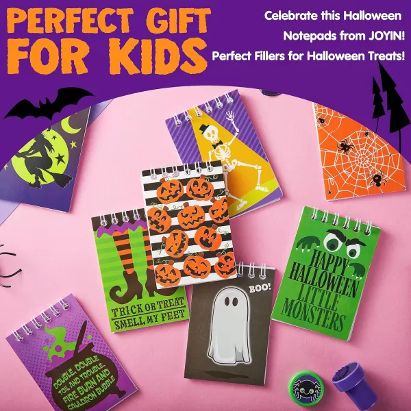 imageJOYIN 48 Pcs Halloween Spooky Notepad Set in 8 Designs Halloween Note Pads for Kids Girls Boys Classroom Favors Trick or Treat Kids Gift Set Halloween Goodie Bags Halloween Party Favors