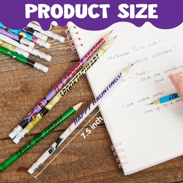 imageJOYIN 48PCS Halloween Pencils Bulk with Eraser Colorful Fall Pencil Halloween Themed Stationery Set 12 Design Pencil Assortment for Kid Girl Boy Halloween Party Favor Supplies Classroom Gift PrizeHalloween Characters Pencils