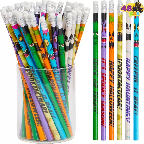 imageJOYIN 48PCS Halloween Pencils Bulk with Eraser Colorful Fall Pencil Halloween Themed Stationery Set 12 Design Pencil Assortment for Kid Girl Boy Halloween Party Favor Supplies Classroom Gift PrizeHalloween Characters Pencils