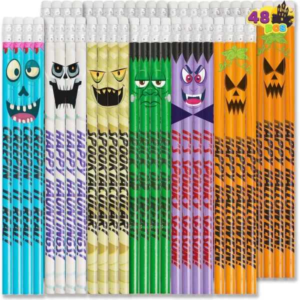 imageJOYIN 48PCS Halloween Pencils Bulk with Eraser Colorful Fall Pencil Halloween Themed Stationery Set 12 Design Pencil Assortment for Kid Girl Boy Halloween Party Favor Supplies Classroom Gift PrizeHalloween Characters Pencils