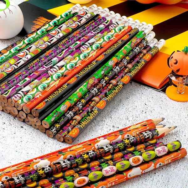 imageJOYIN 48PCS Halloween Pencils Bulk with Eraser Colorful Fall Pencil Halloween Themed Stationery Set 12 Design Pencil Assortment for Kid Girl Boy Halloween Party Favor Supplies Classroom Gift PrizeCute Halloween Pencils