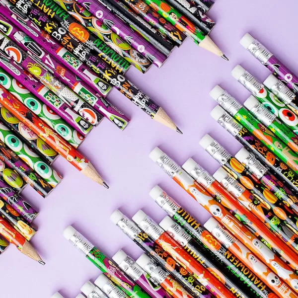 imageJOYIN 48PCS Halloween Pencils Bulk with Eraser Colorful Fall Pencil Halloween Themed Stationery Set 12 Design Pencil Assortment for Kid Girl Boy Halloween Party Favor Supplies Classroom Gift PrizeCute Halloween Pencils