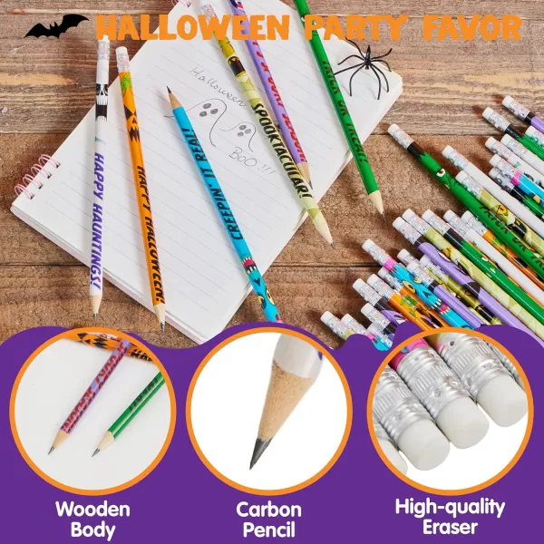 imageJOYIN 48PCS Halloween Pencils Bulk with Eraser Colorful Fall Pencil Halloween Themed Stationery Set 12 Design Pencil Assortment for Kid Girl Boy Halloween Party Favor Supplies Classroom Gift PrizeHalloween Characters Pencils
