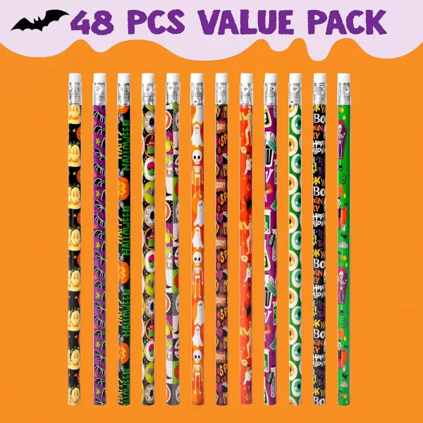 imageJOYIN 48PCS Halloween Pencils Bulk with Eraser Colorful Fall Pencil Halloween Themed Stationery Set 12 Design Pencil Assortment for Kid Girl Boy Halloween Party Favor Supplies Classroom Gift PrizeCute Halloween Pencils