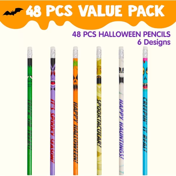 imageJOYIN 48PCS Halloween Pencils Bulk with Eraser Colorful Fall Pencil Halloween Themed Stationery Set 12 Design Pencil Assortment for Kid Girl Boy Halloween Party Favor Supplies Classroom Gift PrizeHalloween Characters Pencils