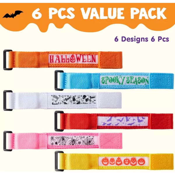 imageJOYIN 6 PCS Halloween Light Up Bracelets LED Glow Flashing Wristband Toys for Kids Glow in The Dark Slender Wrists Trick or Treat for Concerts Sports Night Events Game Prizes Party Favors