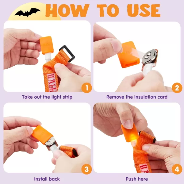 imageJOYIN 6 PCS Halloween Light Up Bracelets LED Glow Flashing Wristband Toys for Kids Glow in The Dark Slender Wrists Trick or Treat for Concerts Sports Night Events Game Prizes Party Favors