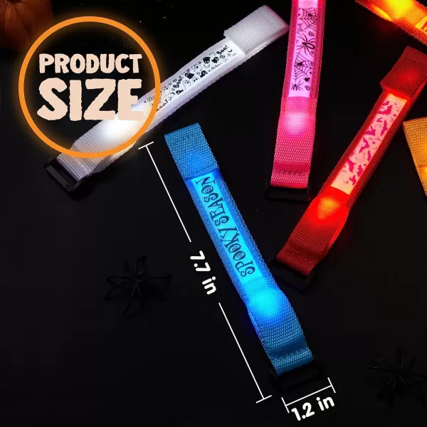imageJOYIN 6 PCS Halloween Light Up Bracelets LED Glow Flashing Wristband Toys for Kids Glow in The Dark Slender Wrists Trick or Treat for Concerts Sports Night Events Game Prizes Party Favors