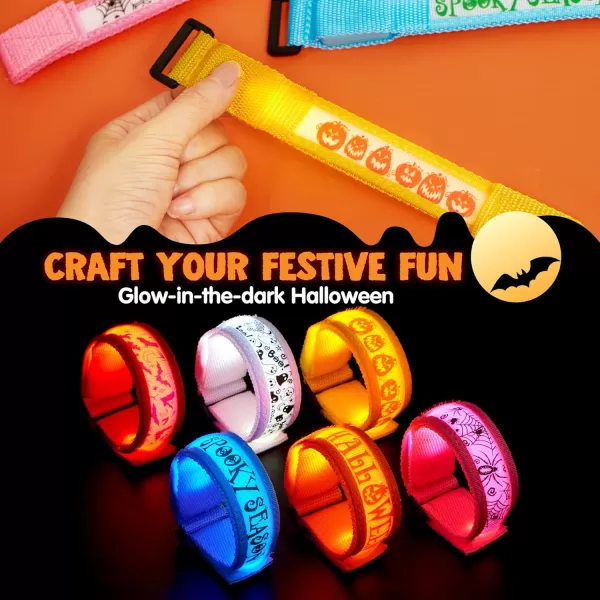 imageJOYIN 6 PCS Halloween Light Up Bracelets LED Glow Flashing Wristband Toys for Kids Glow in The Dark Slender Wrists Trick or Treat for Concerts Sports Night Events Game Prizes Party Favors