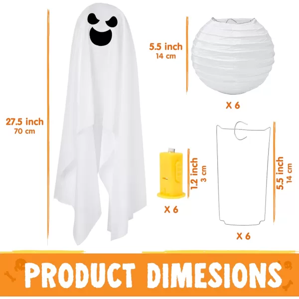 imageJOYIN 6 Pcs Halloween Decorations Hanging Ghosts Outdoor 275quot Halloween Light Up Flying Ghost Decor with Warm Lights for Tree Front Yard Patio Lawn Garden Prop Party Supplies and Holiday Decor