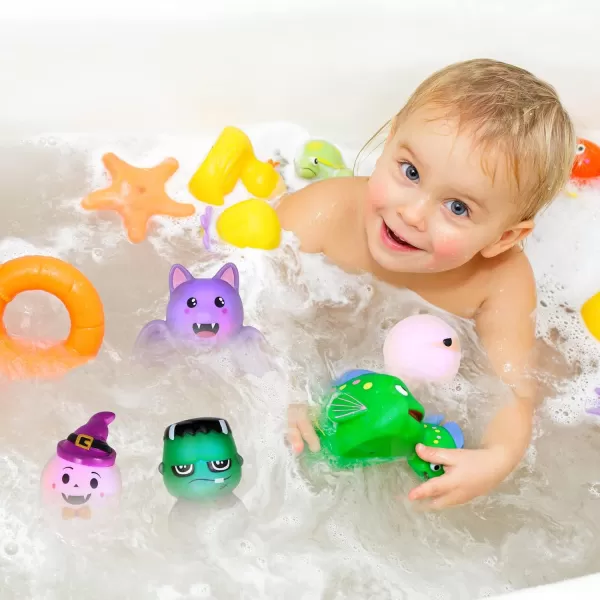 imageJOYIN 6 Pcs Halloween LightUp Bath Toys Halloween Theme Toys Flashing LED Light Floating Bathtub Toys for BabyToddler Water Tub Games Swimming Pool Party