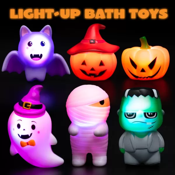 imageJOYIN 6 Pcs Halloween LightUp Bath Toys Halloween Theme Toys Flashing LED Light Floating Bathtub Toys for BabyToddler Water Tub Games Swimming Pool Party