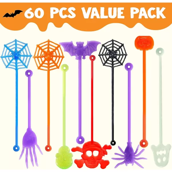 imageJOYIN 60 PCS Halloween Stretchy Sticky Toys Slap Sticky Hands s Bulk for Kids Gift Pumpkin Ghost Spider Skeleton Party Favors Classroom Game Prizes Halloween Goodie Bags Stuffers