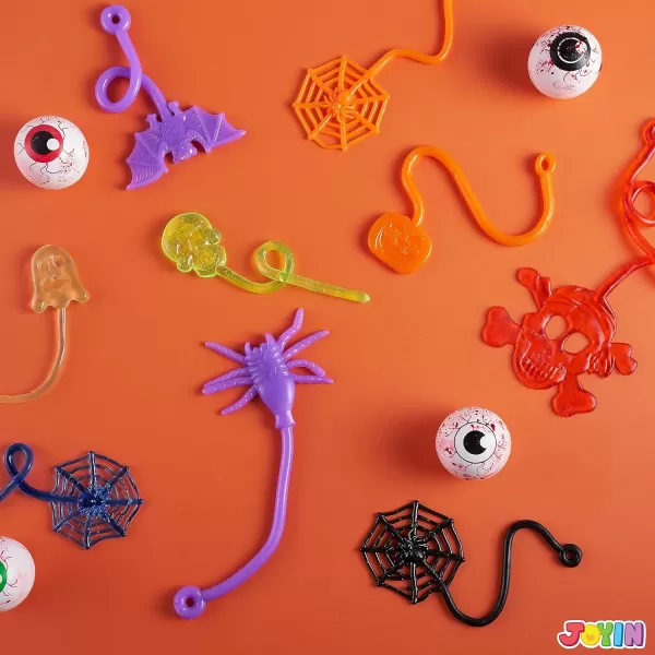 imageJOYIN 60 PCS Halloween Stretchy Sticky Toys Slap Sticky Hands s Bulk for Kids Gift Pumpkin Ghost Spider Skeleton Party Favors Classroom Game Prizes Halloween Goodie Bags Stuffers