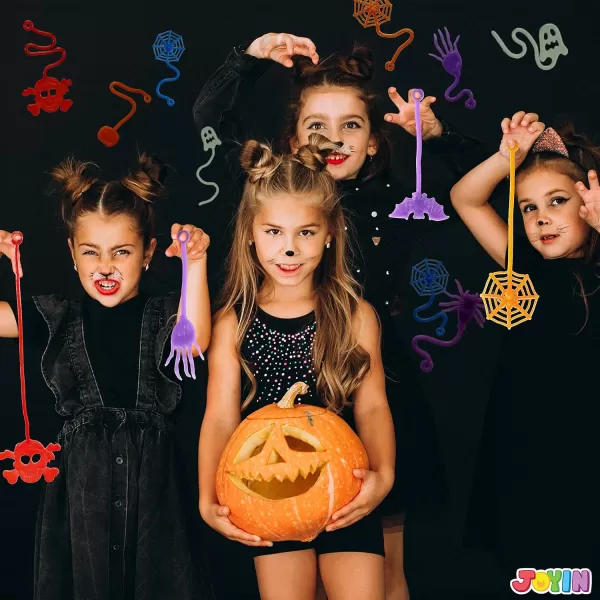 imageJOYIN 60 PCS Halloween Stretchy Sticky Toys Slap Sticky Hands s Bulk for Kids Gift Pumpkin Ghost Spider Skeleton Party Favors Classroom Game Prizes Halloween Goodie Bags Stuffers