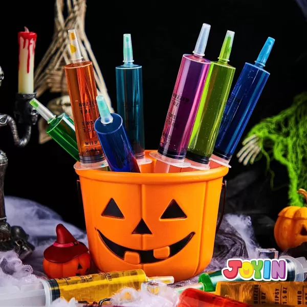 imageJOYIN 60 PCs 60ml Plastic Syringes 2 oz Reusable Container Tubes with Caps ampamp Individually Wrapped EasyGrip Caps for Halloween Party Favors and Party Supplies