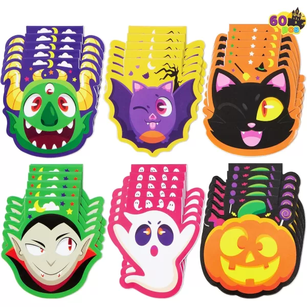 imageJOYIN 60 Pcs Halloween Mini Notepad Set 6 Designs Halloween Spooky Characters Note Pads Mini Notebooks for Kids Boys Girls Halloween Party Supplies Classroom Favors Trick or Treats Bags Fillers