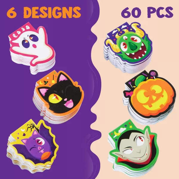 imageJOYIN 60 Pcs Halloween Mini Notepad Set 6 Designs Halloween Spooky Characters Note Pads Mini Notebooks for Kids Boys Girls Halloween Party Supplies Classroom Favors Trick or Treats Bags Fillers
