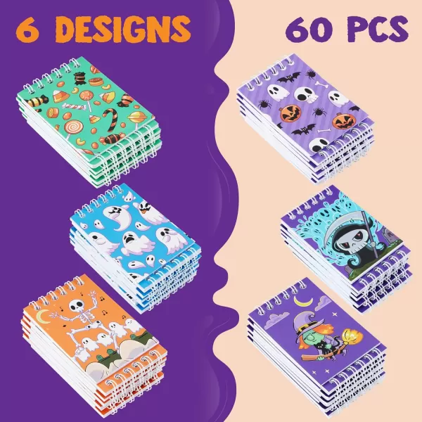 imageJOYIN 60 Pcs Halloween Notepad Set 6 Designs Halloween Spooky Notepads for Kids Boys Girls Halloween Party Home School Supplies Classroom Favors Trick or Treats Halloween Goodies Bags Fillers