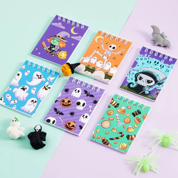 imageJOYIN 60 Pcs Halloween Notepad Set 6 Designs Halloween Spooky Notepads for Kids Boys Girls Halloween Party Home School Supplies Classroom Favors Trick or Treats Halloween Goodies Bags Fillers