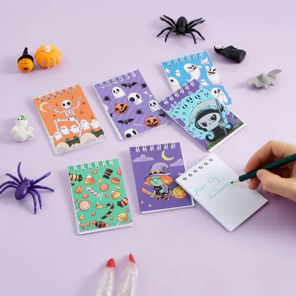 imageJOYIN 60 Pcs Halloween Notepad Set 6 Designs Halloween Spooky Notepads for Kids Boys Girls Halloween Party Home School Supplies Classroom Favors Trick or Treats Halloween Goodies Bags Fillers