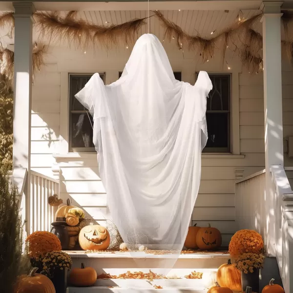 imageJOYIN 63quot Halloween Lightup Hanging Ghost Flying Ghost with Blue Glowing Body for Halloween Haunted House Prop IndoorOutdoor Tree Patio Yard Lawn Garden Decorations