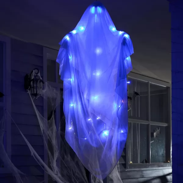 imageJOYIN 63quot Halloween Lightup Hanging Ghost Flying Ghost with Blue Glowing Body for Halloween Haunted House Prop IndoorOutdoor Tree Patio Yard Lawn Garden Decorations