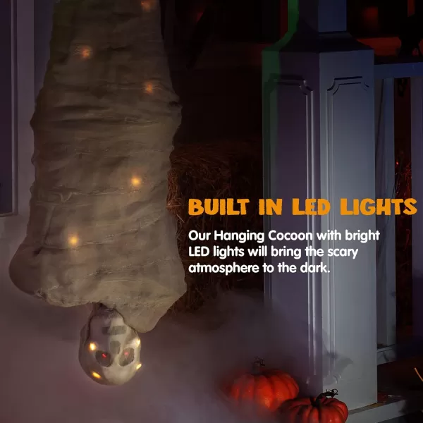imageJOYIN 65quot Halloween Decoration Cocoon Corpse Animated Indoor Decor Hanging Dead Body Prop Corpses Skeleton Outdoor Decor with Full Body Lights and LED Eyes ampamp Spooky Sound for Yard Haunted House