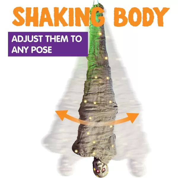 imageJOYIN 65quot Halloween Decoration Cocoon Corpse Animated Indoor Decor Hanging Dead Body Prop Corpses Skeleton Outdoor Decor with Full Body Lights and LED Eyes ampamp Spooky Sound for Yard Haunted House