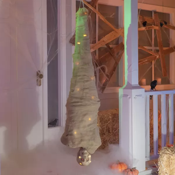 imageJOYIN 65quot Halloween Decoration Cocoon Corpse Animated Indoor Decor Hanging Dead Body Prop Corpses Skeleton Outdoor Decor with Full Body Lights and LED Eyes ampamp Spooky Sound for Yard Haunted House