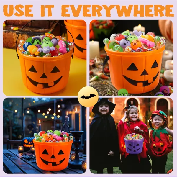 imageJOYIN 6PCS Halloween Trick or Treat Pumpkin Bucket Orange Plastic Candy Bucket for Trick or Treating Black Purple Jack O Lantern Basket and Pails with Handle for Kids Halloween Party Favor SuppliesBlack  Purple  Orange