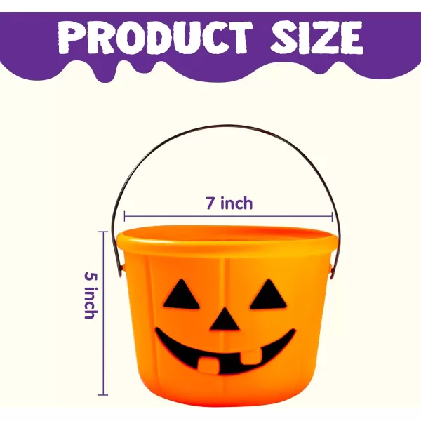 imageJOYIN 6PCS Halloween Trick or Treat Pumpkin Bucket Orange Plastic Candy Bucket for Trick or Treating Black Purple Jack O Lantern Basket and Pails with Handle for Kids Halloween Party Favor SuppliesBlack  Orange