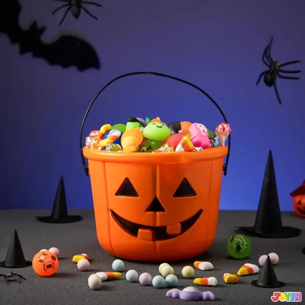 imageJOYIN 6PCS Halloween Trick or Treat Pumpkin Bucket Orange Plastic Candy Bucket for Trick or Treating Black Purple Jack O Lantern Basket and Pails with Handle for Kids Halloween Party Favor SuppliesBlack  Orange