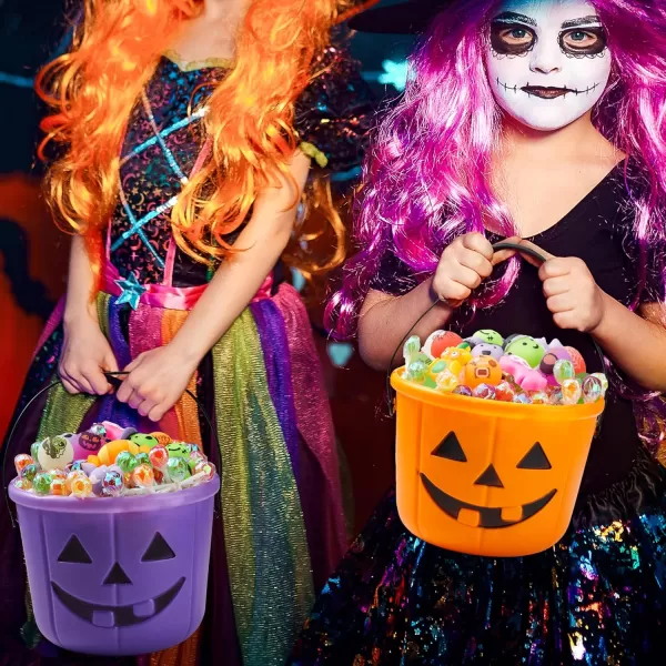 imageJOYIN 6PCS Halloween Trick or Treat Pumpkin Bucket Orange Plastic Candy Bucket for Trick or Treating Black Purple Jack O Lantern Basket and Pails with Handle for Kids Halloween Party Favor SuppliesBlack  Purple  Orange