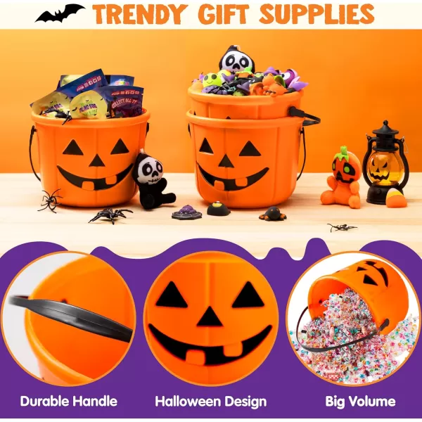 imageJOYIN 6PCS Halloween Trick or Treat Pumpkin Bucket Orange Plastic Candy Bucket for Trick or Treating Black Purple Jack O Lantern Basket and Pails with Handle for Kids Halloween Party Favor SuppliesBlack  Orange