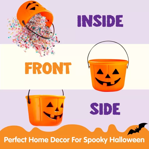 imageJOYIN 6PCS Halloween Trick or Treat Pumpkin Bucket Orange Plastic Candy Bucket for Trick or Treating Black Purple Jack O Lantern Basket and Pails with Handle for Kids Halloween Party Favor SuppliesBlack  Orange