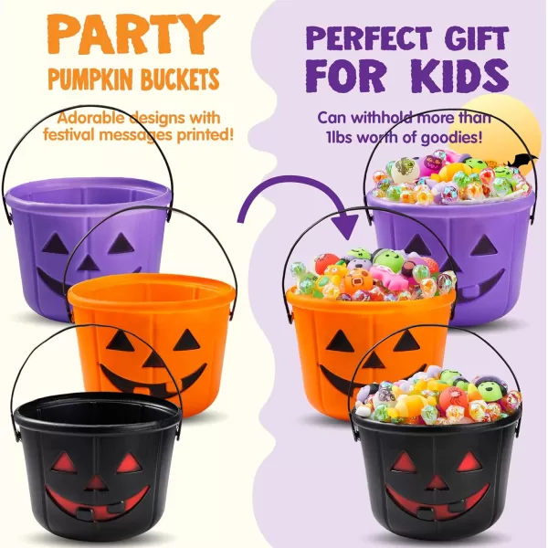 imageJOYIN 6PCS Halloween Trick or Treat Pumpkin Bucket Orange Plastic Candy Bucket for Trick or Treating Black Purple Jack O Lantern Basket and Pails with Handle for Kids Halloween Party Favor SuppliesBlack  Purple  Orange