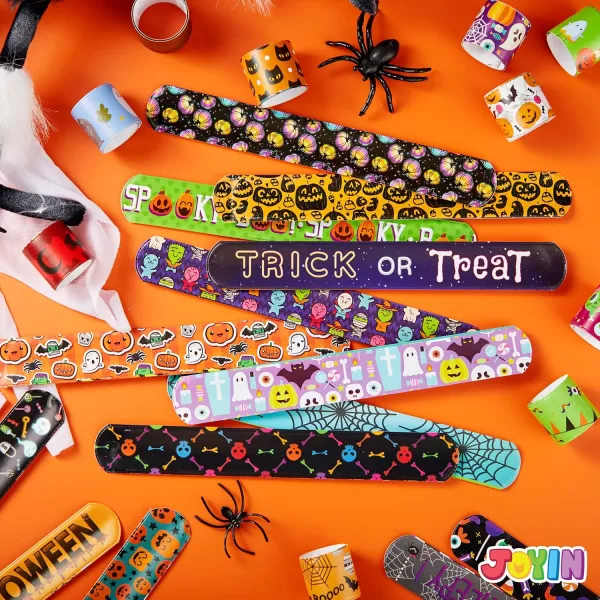 imageJOYIN 72 PCS Halloween Slap Bracelets Halloween Toys for Kids Girls Boys 36 Different Design Bracelets Bulk for Party Favors and Supplies Halloween Treat Bags Gifts